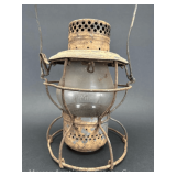 Handlan Railroad Lantern (Painted), with MoPac Clear Etched Globe, 9.5"h
