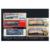 (5) Lionel Flat Cars with Trailers, with Boxes