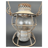Dressel PRR Keystone Railroad Lantern, with Clear Etched PRR Keystone Globe, 9