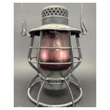 Keystone Lantern Co. Railroad Lantern, with Red Globe, Unmarked, No Burner, 10.5"h