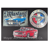 (3) New Ford Mustang Tin Signs, 12"-16"w