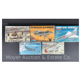 (5) Monogram Plastic Model Plane Kits, 1/48 Scale, with Original Boxes