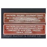 (2) Southern Railway Equipment Trust Plaques, Aluminum, 4.5"x17.5"