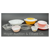 Group of Pyrex and Other Glass Bowls, Casserole Dishes, and Pie Plate