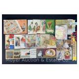 Group of Vintage Holiday and Other Postcards, Trade Cards, Etc.