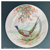 Buffalo China Plate with Hand-painted Pheasant, Artist Signed, 10.5" Round