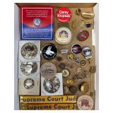 Group of Political Pins, Tokens, Campaign Rulers, Etc.