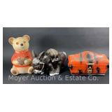 (3) Large Ceramic Coin Banks, 8"-12"h