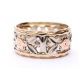 14k Floral Mixed Gold Ring Size 7.5, 3.6dwt.