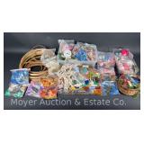 Large Group of Embroidery Floss, Thread and Hoops