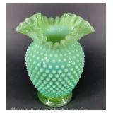 Uranium Glass Hobnail Vase, 6"h