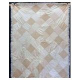 Vitnage Patchwork Squares Quilt, Ruffle Boarder, Staining/Discoloration, Some Loss, 60"x80"