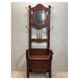 Hall Chair, 4 Double Hooks, Antique, 24"w x 74"h Overall