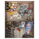 Group of Vintage Christmas Ornaments, Candle Clips, Figural Light Bulbs, Etc.