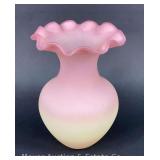 KB Italy Burmese Glass Vase, 8.5"h
