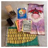 Group of Posters, Perfume Bottles, Advertising Display, Tapestry, Corn Rug, Etc.