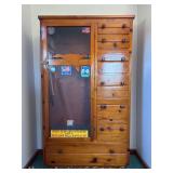 Pine Gun Cabinet, (7) Drawers, Single Glass Door, 39" Wide
