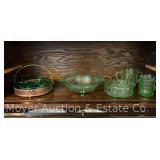 Group of Green Depression Glass