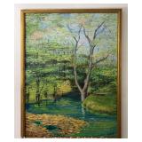 Celia Murray Bourdain Painting on Canvas Impressionist Landscape, Framed 34x26"