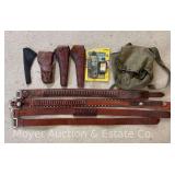 Group of Leather Gun Belts and Leather Holsters