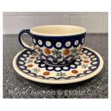 Polish Pottery Teacup and Saucer
