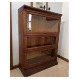 3 Section Stack Book Case, with Top and Base, Antique, 34.5"w