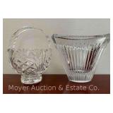 Fifth Avenue Crystal Glass Basket (8.5"h) and Mikasa Crystal Pillow Vase (7.5"h)