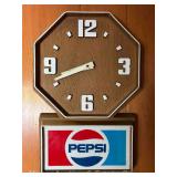 Pepsi-Cola Advertising Clock, 20"x12"