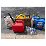 Group of Motor Oil, Antifreeze and Gas Can