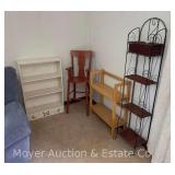 (3) Book Shelves and High Chair