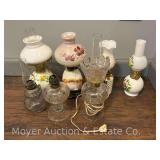 (7) Miniature Oil Lamps, 6"-10"h