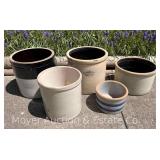 (5) Stoneware Crocks, 4”-9”h