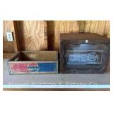 Wood Pepsi Crate and Display Case, 18.5"x12"x6"h and 18"x14.5"x13.5"h