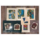 Group of Abstract Prints, Paintings, Etc. 9”-14”h