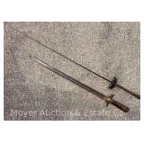 (2) Decorative Ceremonial Style Swords, Antique, 30"-36" Long