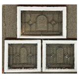 (3) Leaded Glass Windows, Matching, 19"x22" and 19"x30"