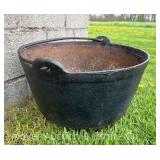 Wrought Iron Cauldron, Forged Handle, 19"w