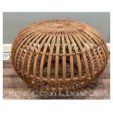 Franco Albini Style Rattan Ottoman/Stool, Vintage Mid-Century, 24”w x 15”h