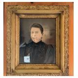 Oil Pastel Portrait, Gold Tone Gilt Frame, 30"x26"h