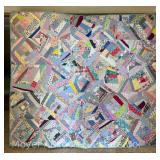 Crazy Quilt, See Photos for Wear and Staining, 82"x74"