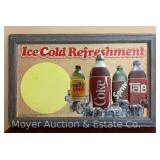 Coca Cola "Ice Cold Refreshments" Plastic Advertising Sign, Double Sided, 13"x21"