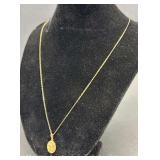 14k Gold Necklace with Angel Pendant, 16" Long, Appears New/Unused