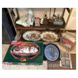 Group of Decorative, Serving Plates, Electric Blanket, Etc.