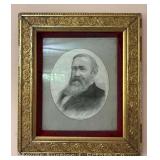 Framed Benjamin Harrison Print, Antique, Gilt Frame, See Photos for Loss, 23"x20"