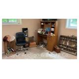 Desk, Office Chair, Paints, Extension Cords, VHS, Etc.