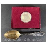 90% Silver Proof Half Dollar Coin with Sterling Spoon, 0.56tr.oz.