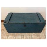 Wood Chest, Painted Blue, 27"x13"x13"h