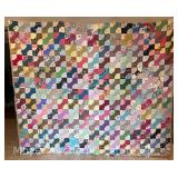 Bow Tie Quilt, Antique, See Photos for Condition and Loss, 87"x74"