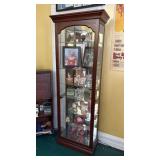Curio Cabinet, Mirrored Back, Lighted Interior, 27"x13.5"x76"h