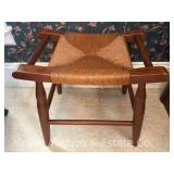 Wood Stool with Rush Woven Seat, 19"h